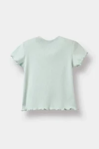 DeFacto Baby Girl Crew Neck Floral Ribbed Camisole Short Sleeve T-Shirt - Image 3