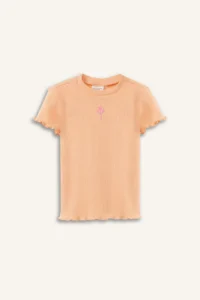 DeFacto Baby Girl Crew Neck Floral Ribbed Camisole Short Sleeve T-Shirt B7544a525sm
