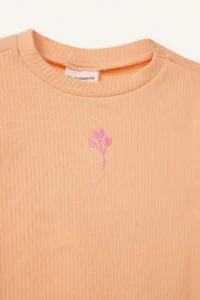 DeFacto Baby Girl Crew Neck Floral Ribbed Camisole Short Sleeve T-Shirt B7544a525sm - Image 2