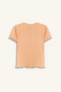 DeFacto Baby Girl Crew Neck Floral Ribbed Camisole Short Sleeve T-Shirt B7544a525sm - Image 3