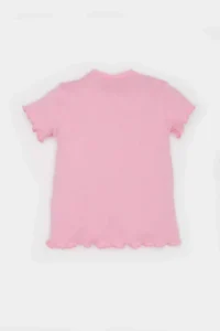 DeFacto Crew Neck Floral Ribbed Camisole Short Sleeve T-Shirt for Baby Girl - Image 6