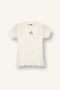 DeFacto Regular Fit Crew Neck Floral Ribbed Camisole Short Sleeve T-Shirt for Baby Girl