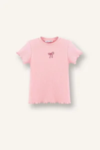 DeFacto Regular Fit Crew Neck Floral Ribbed Camisole Short Sleeve T-Shirt for Baby Girl