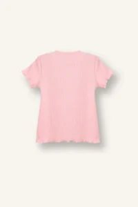 DeFacto Regular Fit Crew Neck Floral Ribbed Camisole Short Sleeve T-Shirt for Baby Girl - Image 2