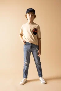 DeFacto Boy's Oversize Wide Fit Crew Neck Printed Short Sleeve T-Shirt - Image 2