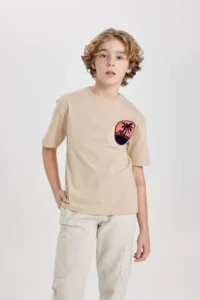 DeFacto Boy's Oversize Wide Fit Crew Neck Printed Short Sleeve T-Shirt - Image 4
