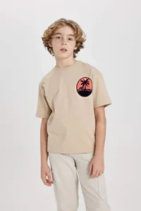DeFacto Boy's Oversize Wide Fit Crew Neck Printed Short Sleeve T-Shirt - Image 6