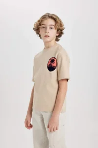 DeFacto Boy's Oversize Wide Fit Crew Neck Printed Short Sleeve T-Shirt - Image 7