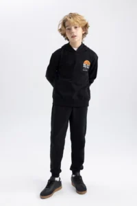 DeFacto Boy's Printed Hooded Thick Sweatshirt B8996a823cw - Image 2