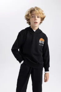 DeFacto Boy's Printed Hooded Thick Sweatshirt B8996a823cw - Image 4