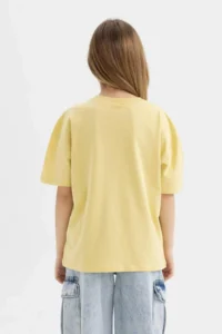 DeFacto Girl's Oversize Wide Fit Crew Neck Printed Short Sleeve T-Shirt - Image 5