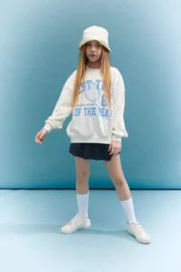 DeFacto Girl's Oversize Wide Fit Crew Neck Printed Sweatshirt - Image 2