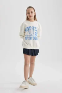 DeFacto Girl's Oversize Wide Fit Crew Neck Printed Sweatshirt - Image 4