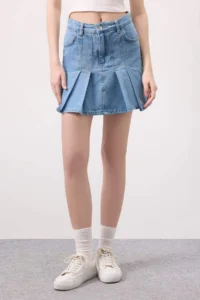 DeFacto Fashion Fit pleated Jeans Mini Skirt - Image 4