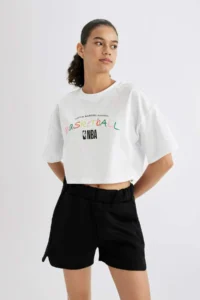 DeFactoFit NBA Wordmark Oversize Wide Fit Crew Neck Short Sleeve T-Shirt - Image 3