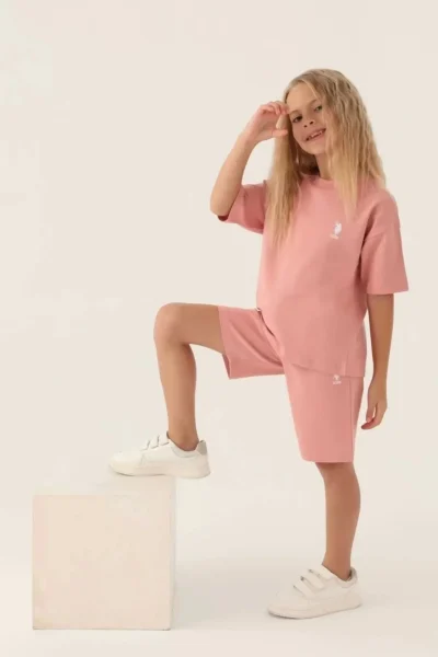 US Polo Assn. Us1822 Licensed Simple Stylish Girl's Top and Bottom Set