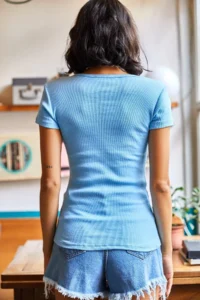 Olalook Women's Baby Blue Zippered Camisole Blouse - Image 6