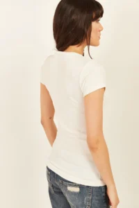 Olalook Women Ecru Zippered Camisole T-Shirt - Image 4
