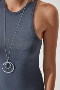 Happiness İstanbul Women's Smoked Halter Neck Summer Steel Knitted Long Dress - Image 8