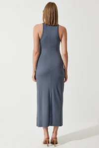 Happiness İstanbul Women's Smoked Halter Neck Summer Steel Knitted Long Dress - Image 9