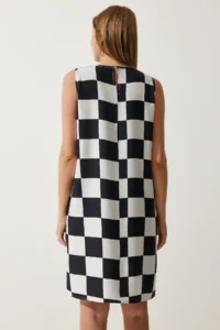 Happiness İstanbul Women's White Black Patterned Summer A-Line Dress - Image 5