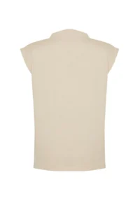 TRENDYOLMİLLA Stone Boat Neck Zero Sleeve Shirred Knitting T-Shirt - Image 8