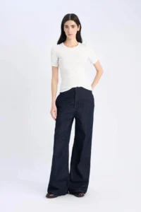 DeFacto Slim Fit Crew Neck Basic Plain Ribbed Camisole Short Sleeve T-Shirt - Image 5