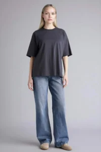 DeFacto Oversize Crew Neck Basic Plain Combed Cotton Short Sleeve T-Shirt - Image 2