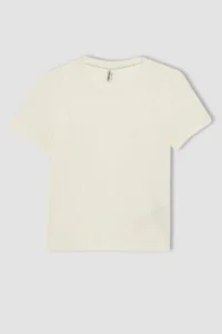 DeFacto Slim Fit Narrow Cut Crew Neck Ribbed Short Sleeve T-Shirt Girl Child - Image 8