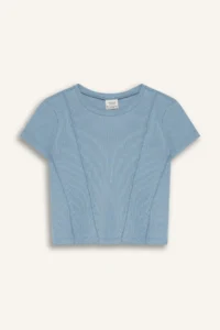 DeFacto Slim Fit Narrow Cut Crew Neck Basic Plain Rib Short Sleeve T-Shirt Girl Child - Image 7