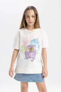 DeFacto Girl's Scooby Doo Oversize Wide Fit Crew Neck Short Sleeve T-Shirt