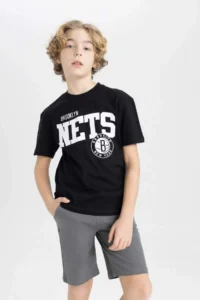 DeFacto NBA Brooklyn Nets Oversized Crew Neck Short Sleeve T-Shirt Boys - Image 3