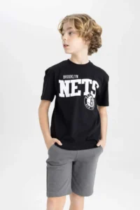 DeFacto NBA Brooklyn Nets Oversized Crew Neck Short Sleeve T-Shirt Boys - Image 4