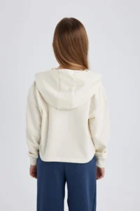 DeFacto Girl's NBA Wordmark Crop Hooded Sweatshirt - Image 6