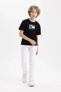DeFacto Boy's Crew Neck Printed Short Sleeve T-Shirt - Image 2