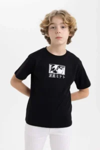 DeFacto Boy's Crew Neck Printed Short Sleeve T-Shirt - Image 3