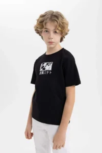 DeFacto Boy's Crew Neck Printed Short Sleeve T-Shirt - Image 4