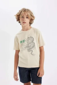 DeFacto Crew Neck Printed Short Sleeve T-Shirt Boy