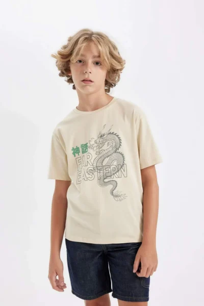 DeFacto Crew Neck Printed Short Sleeve T-Shirt Boy