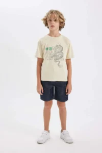 DeFacto Crew Neck Printed Short Sleeve T-Shirt Boy - Image 2