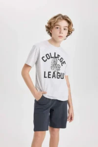 DeFacto Boy's Crew Neck Printed Short Sleeve T-Shirt