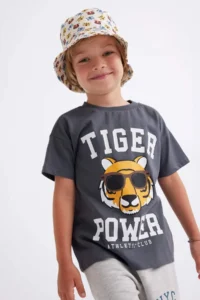 DeFacto Baby Boy Crew Neck Tiger Pattern Short Sleeve T-Shirt