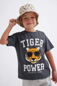 DeFacto Baby Boy Crew Neck Tiger Pattern Short Sleeve T-Shirt - Image 3