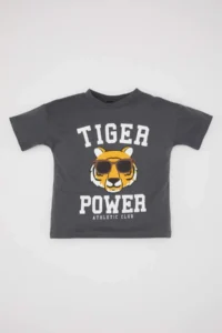 DeFacto Baby Boy Crew Neck Tiger Pattern Short Sleeve T-Shirt - Image 4