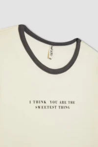 DeFacto Girl's Crew Neck Crop Printed Short Sleeve T-Shirt - Image 7