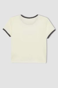 DeFacto Girl's Crew Neck Crop Printed Short Sleeve T-Shirt - Image 8