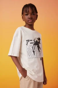 DeFacto Oversize Wide Fit Crew Neck Printed Short Sleeve T-Shirt Boy