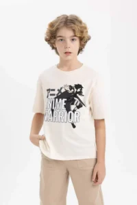 DeFacto Oversize Wide Fit Crew Neck Printed Short Sleeve T-Shirt Boy - Image 4