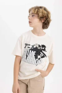 DeFacto Oversize Wide Fit Crew Neck Printed Short Sleeve T-Shirt Boy - Image 7