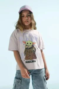 DeFacto Girl's Star Wars-Mandalorian Relax Fit Crew Neck Short Sleeve T-Shirt